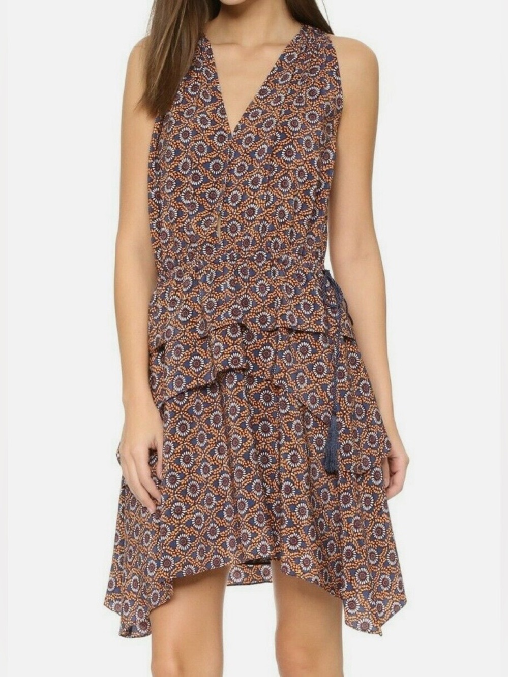 Derek Lam 10 Crosby Silk Sleeveless Tiered Dress